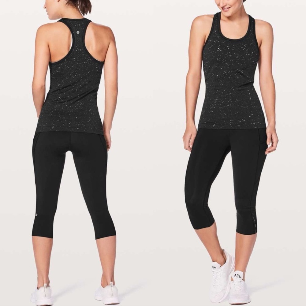 Lululemon Swiftly Tech Racerback Tank Black/White Speckle SZ 6 NWOT Condition